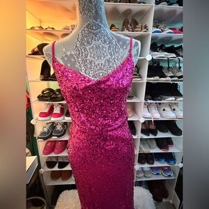Stunning Pink Sequin Dress with adjustable straps size 4